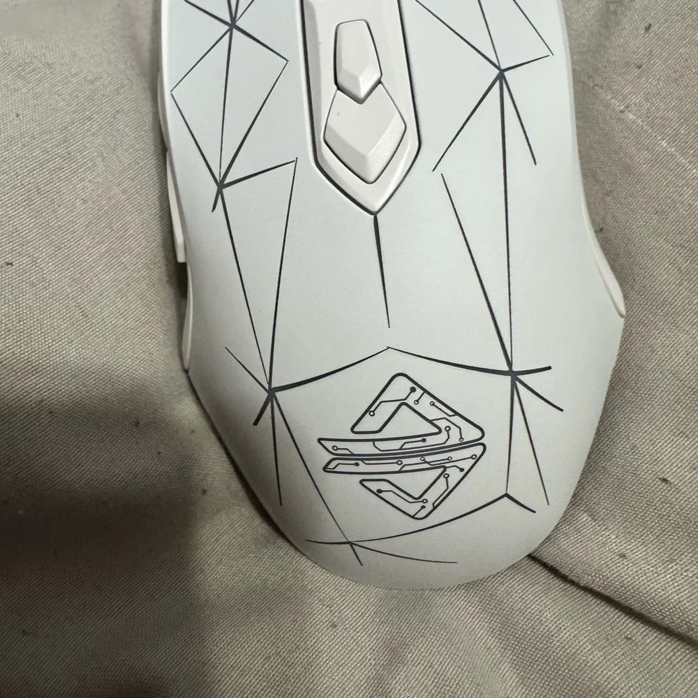 White Gaming Mouse with Geometric Design